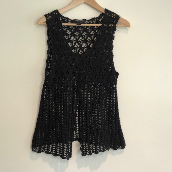 Cable & Gauge Sweaters - CABLE & gauge vintage crochet vest women’s medium black